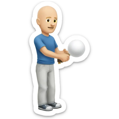 Bald Caucasian man playing cornhole sticker