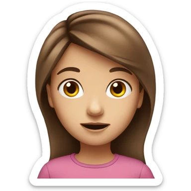 curious girl with brown hair sticker