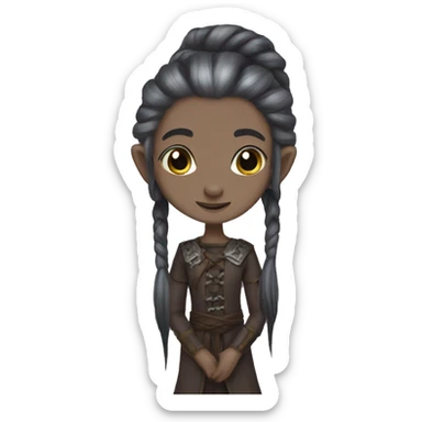 Cottage core dark elf with long braids sticker