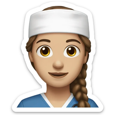 nurse dark blue scrubs straight brown hair hazel eyes sticker