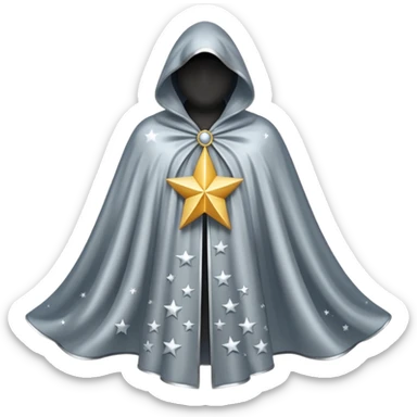 a fantasy  magic, silver color with star pattern cloak sticker
