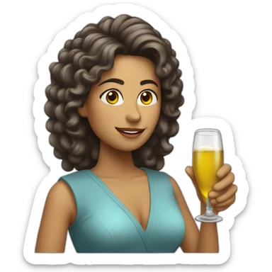 Jueza mujer pelo castaño con botella y  copa de champaña sticker