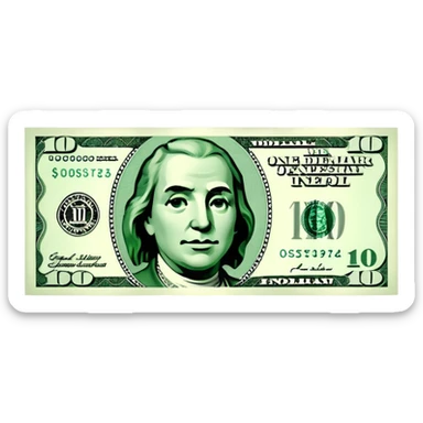one 10 dollar bill flat  sticker