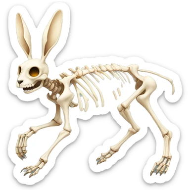 A full-length rabbit skeleton with crosses over its eyes sticker