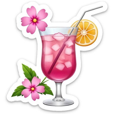 Cocktail with pink flowers sticker