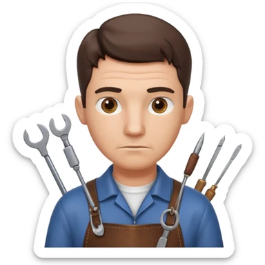 professional locksmith portrait, head and shoulders only, serious focused expression, leather apron collar, small lockpick tools visible, 3D cartoon, mobile game icon style, clean background, no text, no watermark
 sticker
