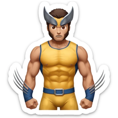 Make a brown-eyed man in a wolverine costume who wonders? sticker