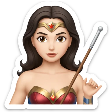 Wonder Woman holding white orchestra conductor’s baton sticker