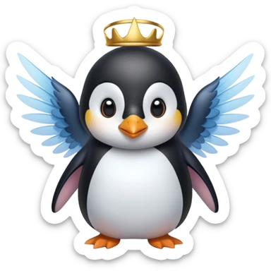 un pinguino con le ali che si muta in una fata sticker