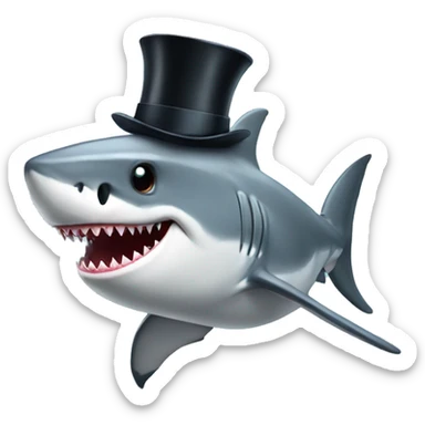 Shark with a top hat sticker