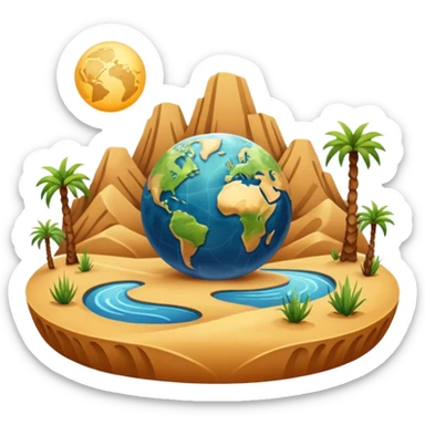 infinite 8 stylised to symbolise earth, with desert, grass, cities, oceans sticker