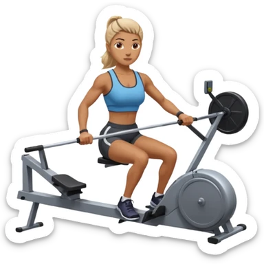 women workout rowing on machine  sticker