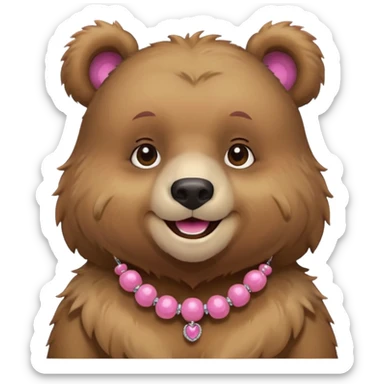 bear with pink necklace and earings sticker