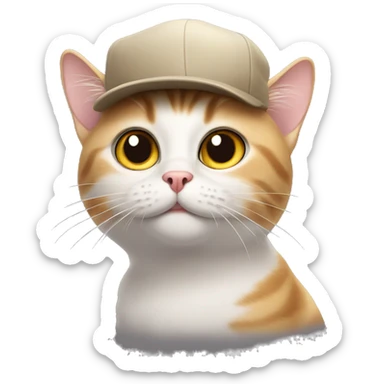 Cat with cap, looking smart and surprised, big eyes sticker