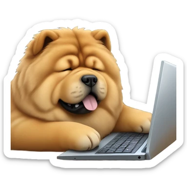 chow chow sleeping on computer keyboard sticker