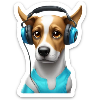 Gamer dog with gaming headphone and rgb keyboard sticker
