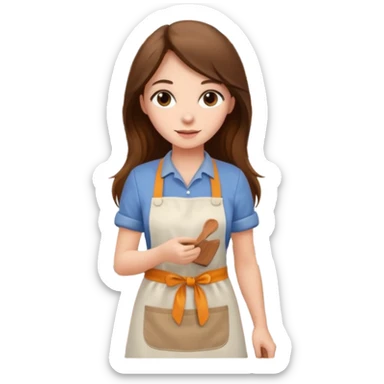 beautiful girl with long brown hair constructing new kitchen cabinets sticker
