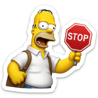 homer simpson holding stop sign sticker