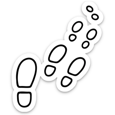 stylized trail of fading footprints, symbolizing mark left behind, minimal modern look sticker