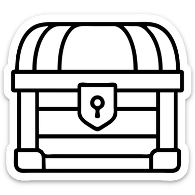 A red medieval treasure chest from an RPG game sticker
