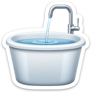 White tub with water sticker