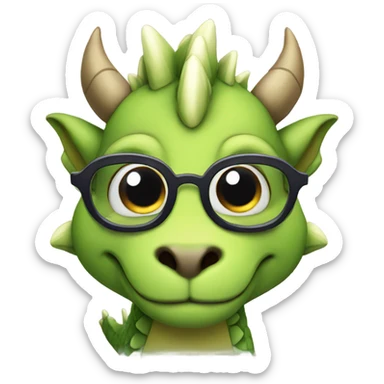Cute dragon with glasses  sticker