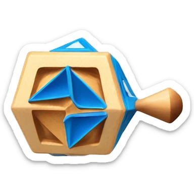 Jewish dreidel a cubed four-sided spinning top with a point on the bottom, played during the Jewish holiday of Hanukkah sticker