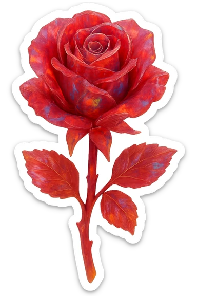 red Opal crystal rose flower, remove background sticker