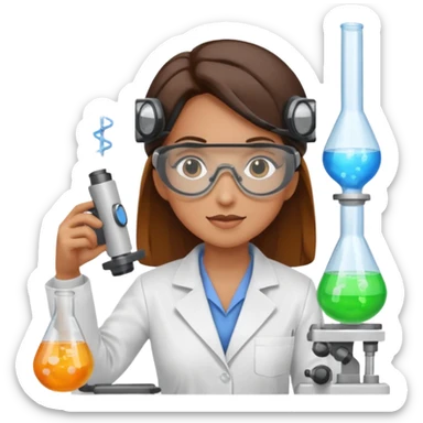 female inventor working in a lab sticker