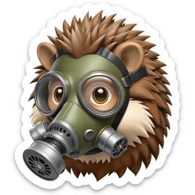 hedgehog wearing a gas mask sticker