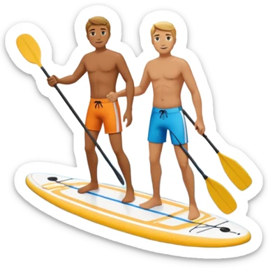 paddleboarding buddies  male wafer seperote sticker