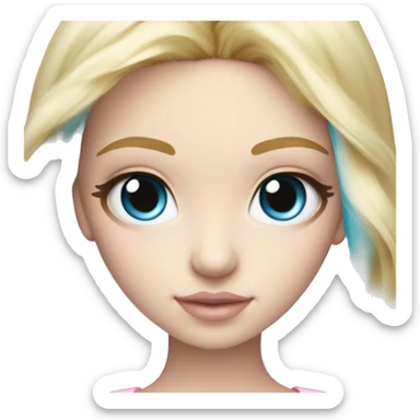 ocean blue doll eyes, blonde hair, feminine, pink, girl, angelic sticker