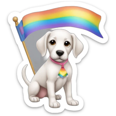 Cachorra vestida de bailarina com bandeira de arco iris sticker