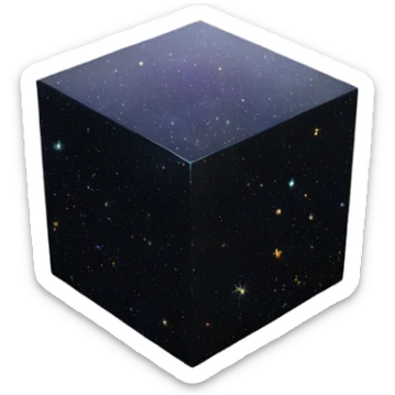 black crystallized cube map of universe sticker