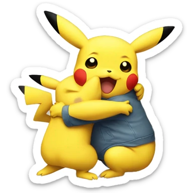 Pikachu hug Pikachu sticker