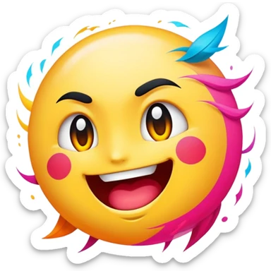 Cinematic Realistic Manga Comics Emoji, depicted as a dynamic stylized illustration inspired by Japanese manga art with bold lines and expressive characters, rendered with vibrant textures and energetic colorful lighting that captures its iconic style. sticker