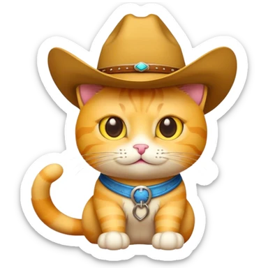yellow cat with cowboy hat sticker
