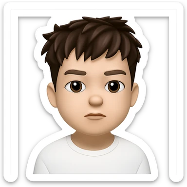Convert this portrait photo into a 3D emoji in the Apple style, keeping the facial features and hairstyle recognizable, with a smooth, rounded, and expressive look typical of Apple emojis. Remove the background. The style should resemble Apple's 3D emoji style with a smooth and rounded appearance. sticker