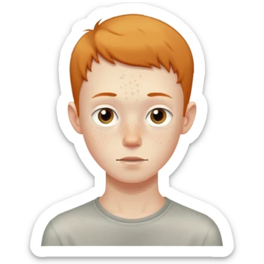 a skinny pale boy with very short thin hair and a bit of freckles sticker