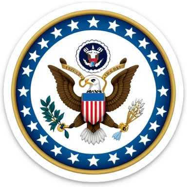 White vice president seal 50 blue stars circle and blue outline  sticker