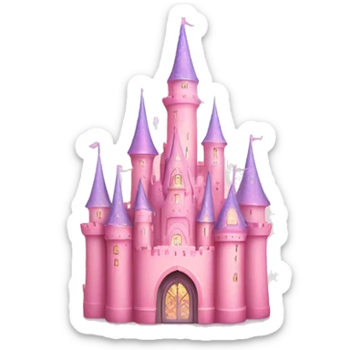 Pastel Pink Castle "A dreamy pastel pink castle with glowing towers, shimmering star-shaped windows, and a magical aura surrounding its walls." sticker