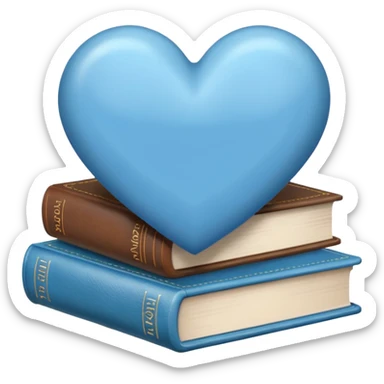 Light blue heart + books sticker