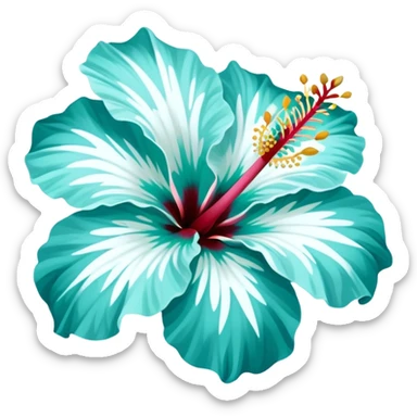 A pretty hibiscus flower that is white and teal  sticker