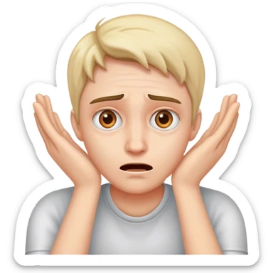 Fear with both hand on face sticker