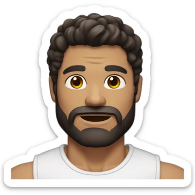 Muscular man with dark hair and beard with hazel eyes sticker