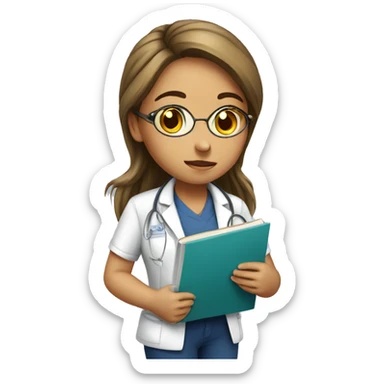 girl studying anatomy sticker