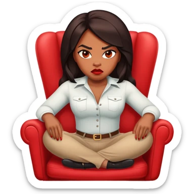 Tiffany New York pollard angry sitting in a red chair sticker