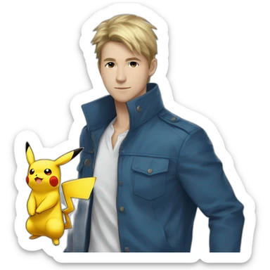 Pikachu fusionner avec Dracofeu bleu évolution sticker