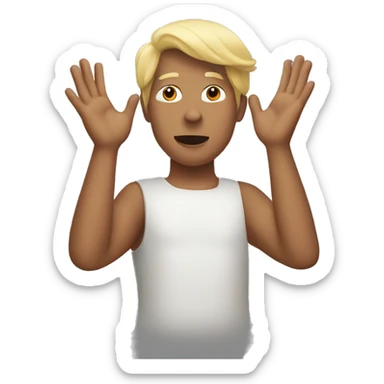 Person with hands up in surrender sticker