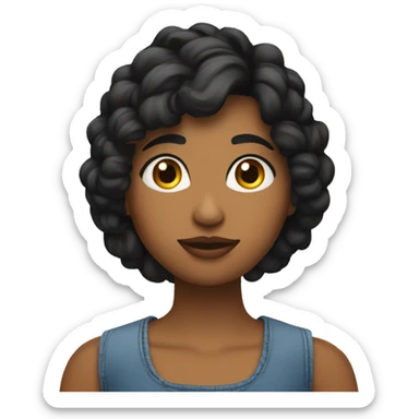 Chica cabello negro corto por los hombros y un lunar debajo del ojo izquierdo sticker